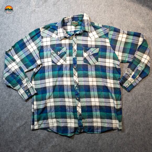 Rugged Outfitters Country Button-Up Shirt Multicolor Plaid Pearl Snap Men's 2XLT - Picture 1 of 9